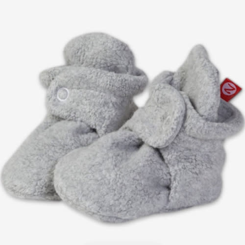 Zutano Cozie Fleece Stay-On Baby Bootie Slipper - Heather Gray