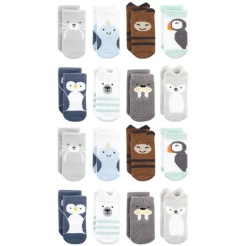 Hudson Baby Cotton Rich Baby Terry Socks 16-Pack, Color: Arctic animals, Size: 0-6 months