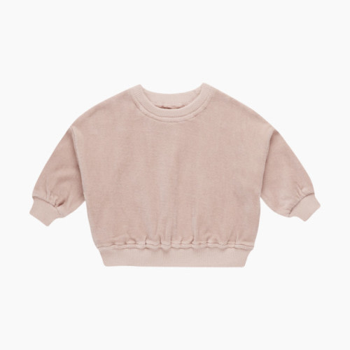 Quincy Mae Velour Relaxed Sweatshirt - Blush, 0-3 M