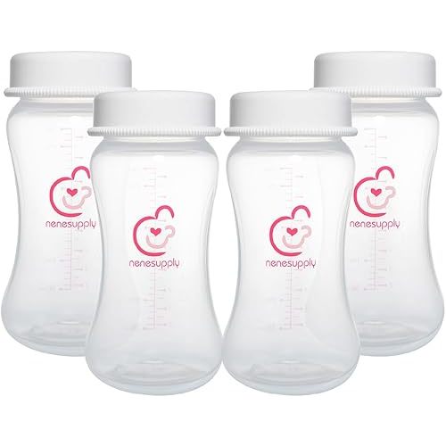 Nenesupply 9oz 4 Count Wide Neck Breast Pump Bottles Use for Pumping with Spectra S1 S2 9 Plus Breast Pumps. Replace Spectra Bottles for Pumping Breastmilk Storage and Collection Bottles
