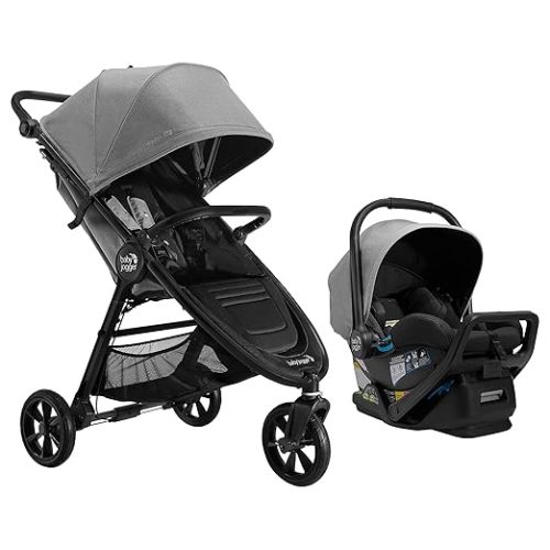 Baby Jogger City Mini GT2 All-Terrain Travel System, with City GO 2 Infant Car Seat, Pike Exclusive Includes Belly Bar, Leatherette Handlebar, and Premium Fabric