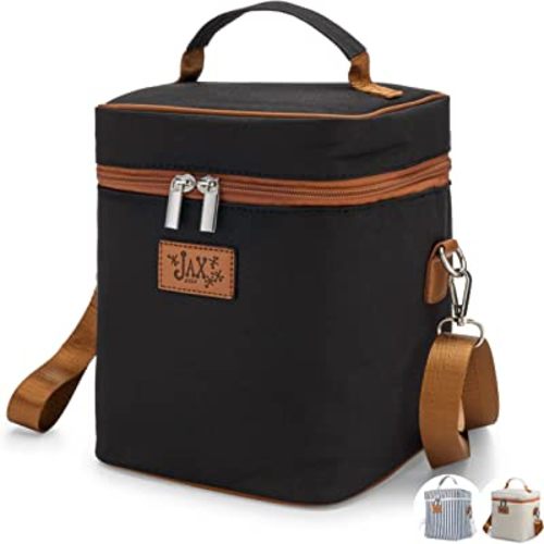 Breastmilk Cooler Bag - Insulated Container for 6 Tall Bottles or Storage Bags - Caddy Keeps Milk or Formula Cold - Adjustable Shoulder Strap, Top Handle, Pocket for Ice Pack