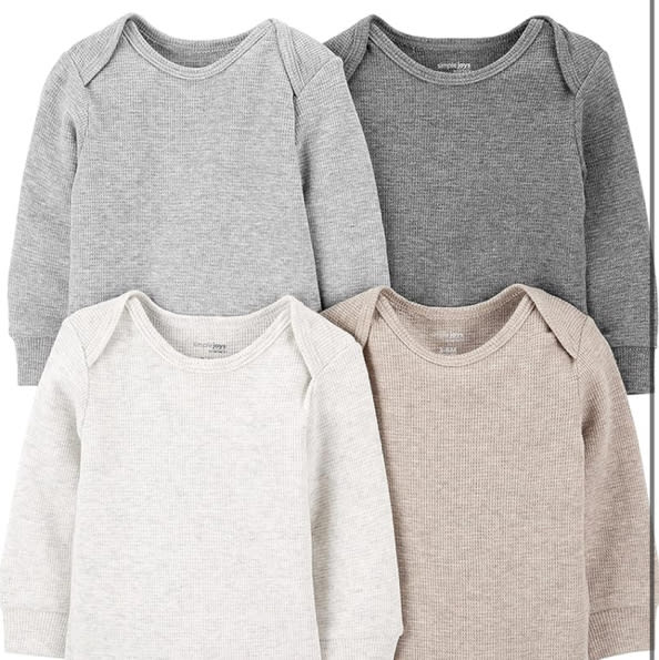 Simple Joys by Carter's Baby 4-pack Soft Thermal Long Sleeve Bodysuits