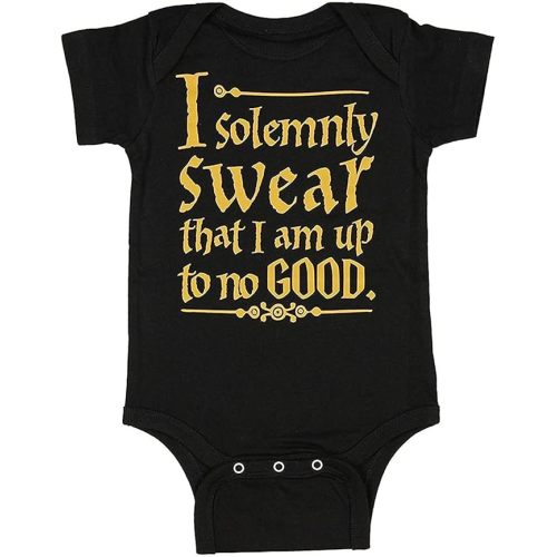Unisex Baby I Solemnly Swear That I Am Up To No Good One Piece Bodysuit - Black