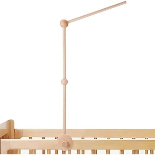 PandaEar Baby Crib Mobile Arm, Beech Wooden Mobile Holder with Anti-Slip Attachment, Baby Mobile Hanger for Crib Nursery Décor Accessories