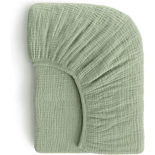 Muslin Crib Sheets, 100% Organic Cotton, Breathable and Ultra-Soft, Standard Crib Sheet Mattress (28"x 52") for Girls and Boys, Neutral Fitted Baby Crib Sheet (Sage Green)