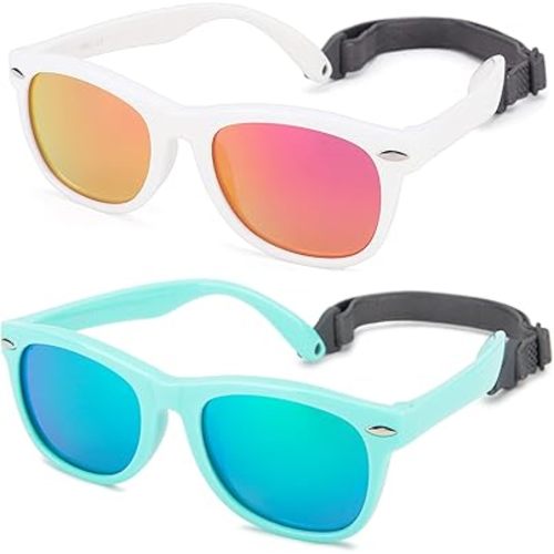 Baby Sunglasses with Strap for Newborn Infant Boys Girls Age 0-24 Months，100% UV Protection