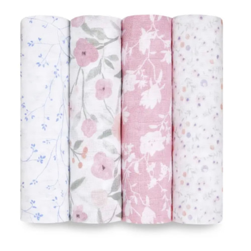 Floral Cotton Muslin Swaddles 4pk | aden + anais