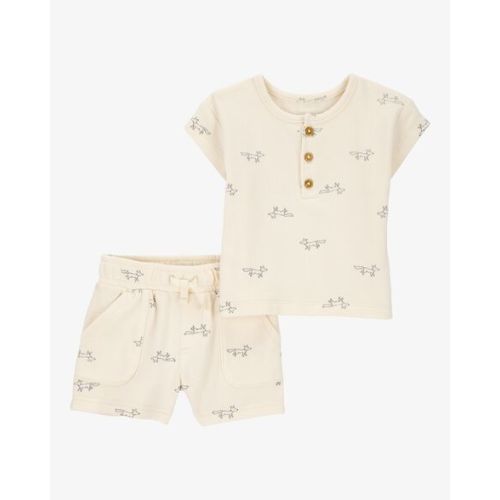 Baby 2-Piece Fox Print Tee & Short Set - Khaki - Carter's | Carter's