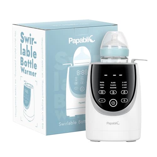 Papablic Swirlable Bottle Warmer, Baby Bottle Warmer with Shake Function for Breastmilk and Night Feeds, Uniform Heating for Nutrient Preservation, Smart Temperature Control, Automatic Shut-Off