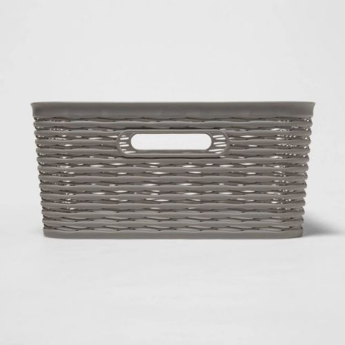 Wave Medium Storage Bin Gray - Brightroom™: Polypropylene, 11 Volume, Cut-Out Handles, 13 Inch Cube Compatible