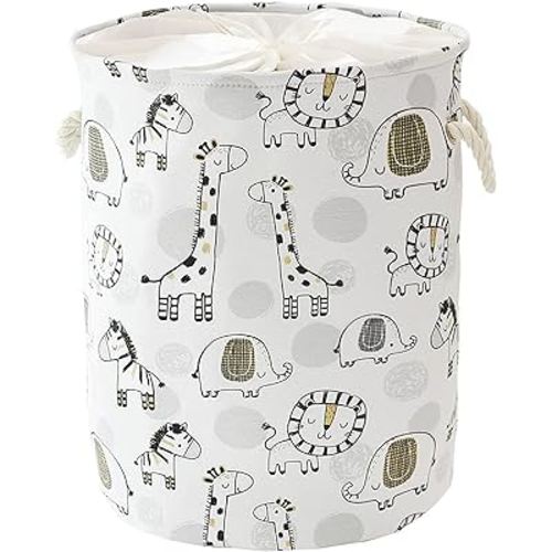 INough Kids Laundry Basket Extra Large Baby Hamper for Nursery, 58L Kids Hamper Toddler Room Essentials, Waterproof Canvas Clothes Hamper Toy Basket for Boys Foldable Laundry Hamper (Giraffe)