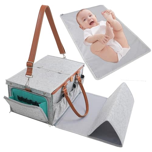 KINZURE Upgrade Baby Diaper Caddy Organizer with Lid, Large Diaper Basket Organizer, Portable Tote Storage Bag for Travel, Car, Changing Table, Nursery (0-24 Month Baby Essentials)