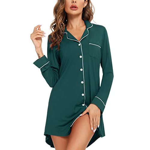 Leikar Maternity Nightgown For Women Nursing Pajamas Long Sleeve Sleepshirt