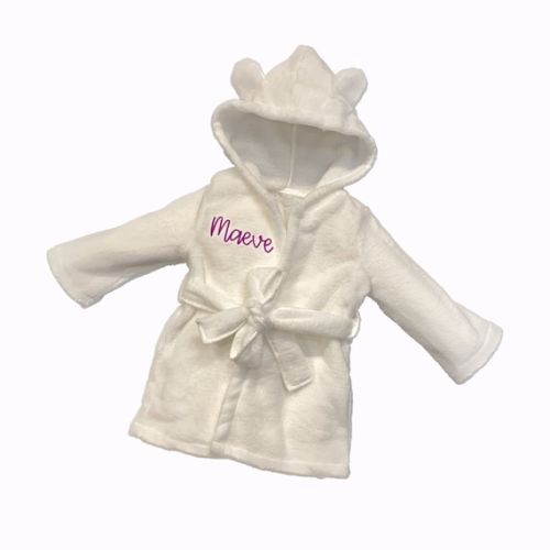 Personalized Baby Toddler White Plush Embroidered Robe, Fleece Hooded Robe With Ears, Gift for Baby, Custom Name Embroidery, Baby Shower - Etsy
