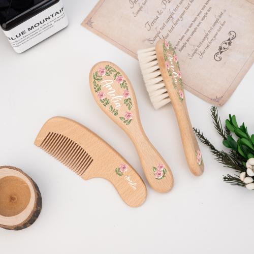 Custom Engraved Baby Hairbrush Set, Baby Brush with Name, Ideal Gift for Newborns, New Baby Gifts, 1st Birthday Gift, Gift for New Moms