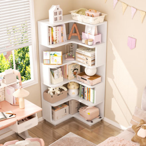 Latitude Run® 63.8"H 6-Tier L-Shaped Corner Bookshelf | Wayfair
