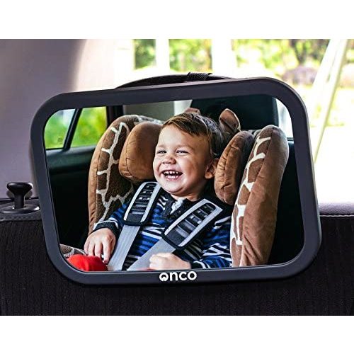 Onco Baby Car Mirror Rear-facing - Car Mirror Baby Rear Facing Seat, Baby Essentials for Newborn, 100% Shatterproof Baby Mirror for Car, 360° Car Seat Mirror Rear Facing Infant, Newborn Essentials