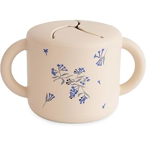 mushie Silicone Snack Cup | Spill Proof Food Container for Toddler and Baby (Lilac Flowers)