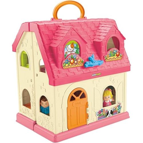 Fisher-Price Little People Toddler Toy Surprise & Sounds Home Musical Playhouse with Figures & Accessories for Pretend Play Kids Ages 1+ Years