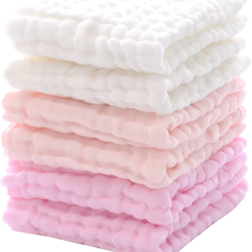 MUKIN Baby Washcloths and Burp Cloths, Soft Absorbent Towels for Newborns, 6 Pack, 12x12 Inches (Pink)