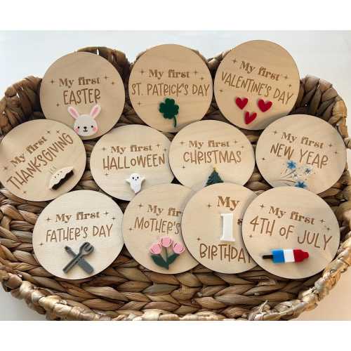 3D First Holiday Milestones | Baby Photo Prop| Baby Milestone Cards | Baby's First Year keepsake | My First Photo Markers | Baby Shower gift