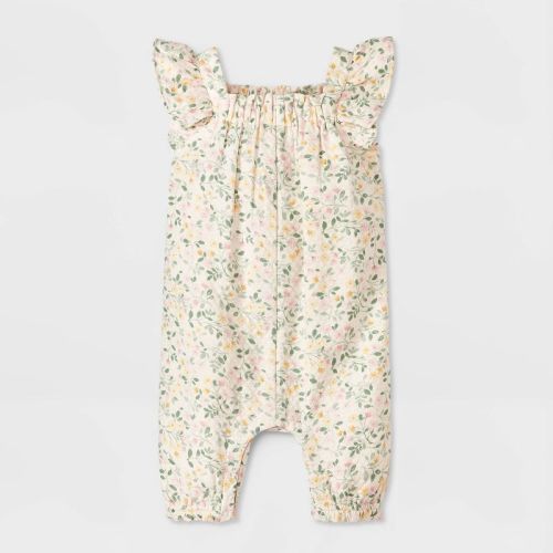 Baby Girls' Floral Gauze Romper - Cloud Island™ Cream 6-9m