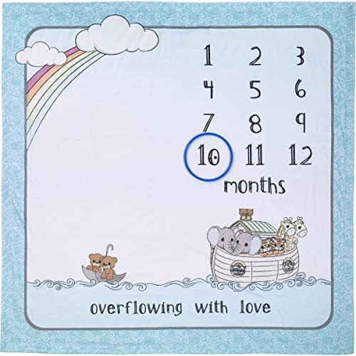 Precious Moments 223409 Overflowing with Love Fabric/Plastic Noah’s Ark Milestone Blanket