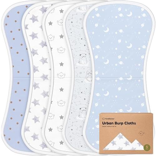 Organic Burp Cloths for Baby Boys and Girls - 5-Pack Super Absorbent Burping Cloth, Burp Clothes, Soft & Plush, Newborn Milk Spit Up Rags, Burpy Cloth Bib for Unisex, Burping Rags(Constellation)