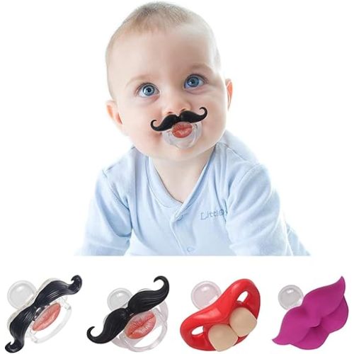 Mustache Newborn Pcifiers for 0-6 Months,Funny Pacifiers for Babies, Mustache Pacifier,Teeth Binky,Gift Pacifiers for Boys and Girls (Colors-05)