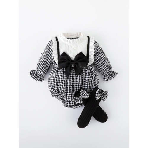 Baby Girl Houndstooth Bodysuit with Sock