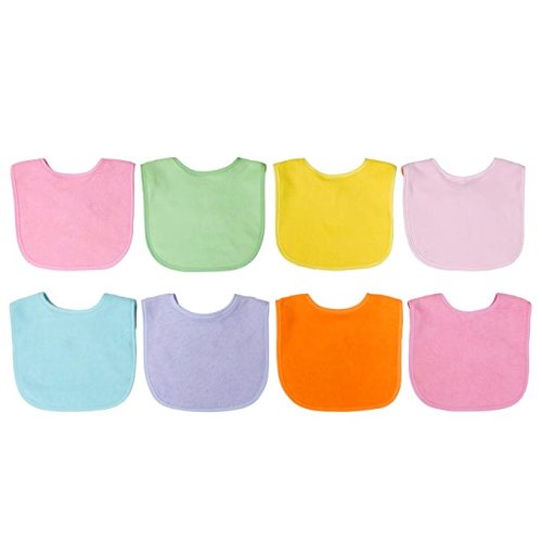 Neat Solutions 8 Pack Multi-Color Solid Knit Terry Feeder Bib, Girl, 8 Count - Girl - 8ct
