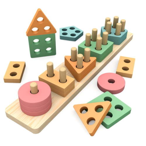 OSLINE Montessori Wooden Shape Sorter Stacking Toys for Toddlers---Birthday Presents