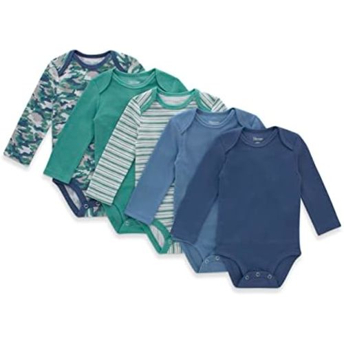 Hanes Baby Long Sleeve Bodysuit, Ultimate Flexy Bodysuits Boys & Girls, 5-Pack