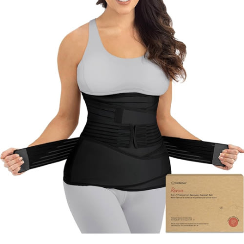 3 in 1 Postpartum Belly Support Recovery Wrap – Postpartum Belly Band, After Birth Brace, Slimming Girdles, Body Shaper Waist Shapewear, Post Surgery Pregnancy Belly Support Band (Midnight Black, M/L)