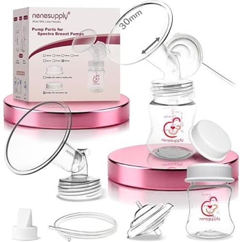 Nenesupply Pump Parts Compatible with Spectra S2 S1 9 Plus Breast Pump to Replace Spectra Pump Parts S2 Accessories Flange 30mm Duckbill Valve Tubing Pumping Bottles Backflow Protector
