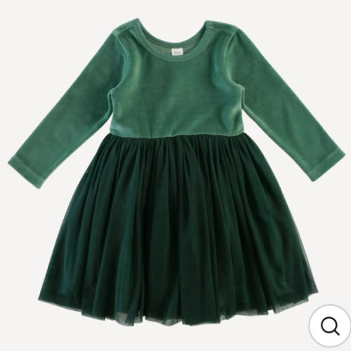 long sleeve ballerina dress | shaded spruce | organic cotton velour