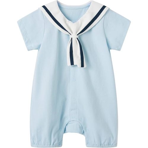 pureborn Baby Boys Girls Nautical Romper One-Piece Beach Outfit Summer Clothes 0-24 Months