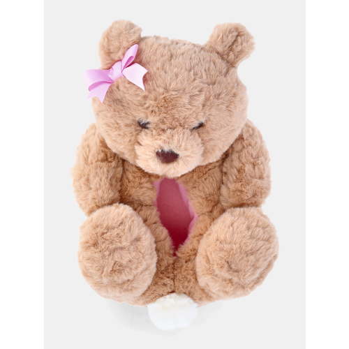 Wonder Nation Toddler Girls and Big Girls Plush Teddy Bear Slippers