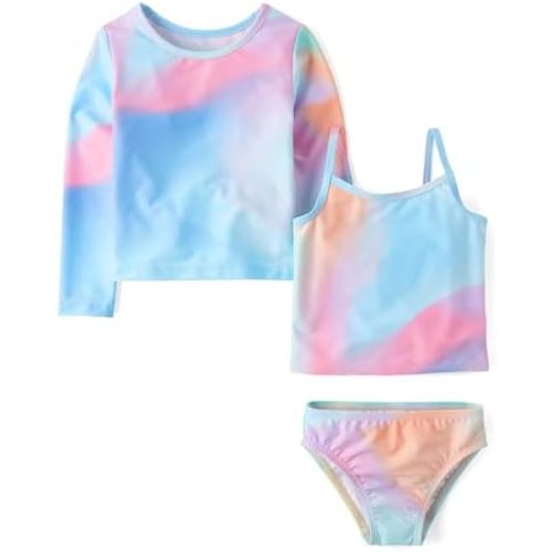 The Children's Place Baby-Girls and Toddler Long Sleeve Rashguard and Tankini Swimsuit, 3 Piece Set