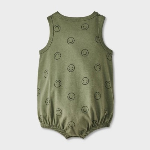 Baby Boys' Smiley Face Romper - Cat & Jack™ Green Newborn