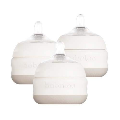 Babaloo Baby-Led Anti-Colic Bottles 3 Pack of 5 oz Bottles Creme Slow Flow Nipples, BPA-Free Silicone