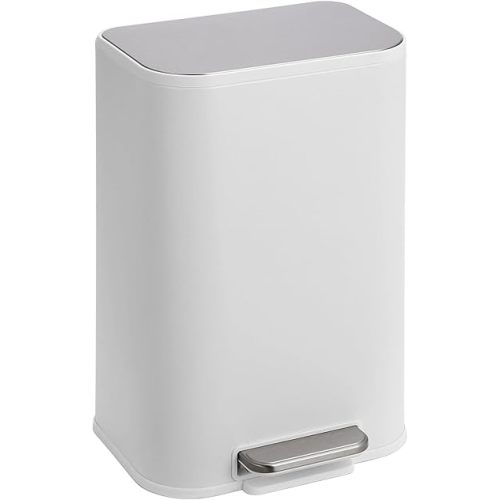 Diaper Pail, 3.2 Gallon Stainless Steel Garbage Can with Lid, Matte White