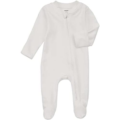 Aablexema Organic Cotton Baby Footie Pajamas with Mittens Newborn Soft Zip Sleeper