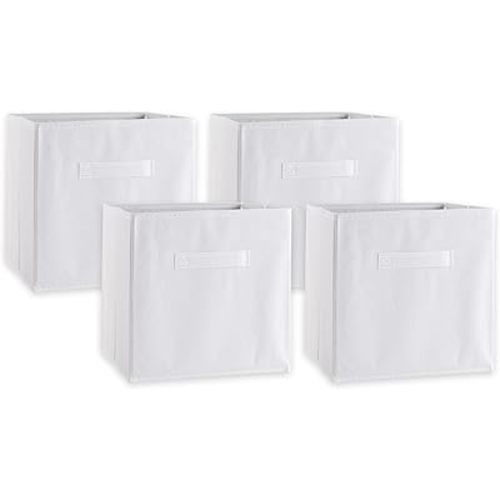 DII Non Woven Fabric Storage Bin Collection Collapsible Organizer Cube, Large Set, 11x11x11, White, 4 Count