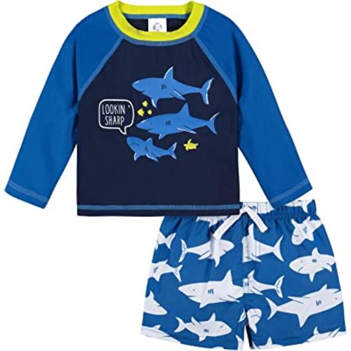 Gerber Baby-Boys Toddler Long Sleeved Rashguard Swim Bathing Suit Set