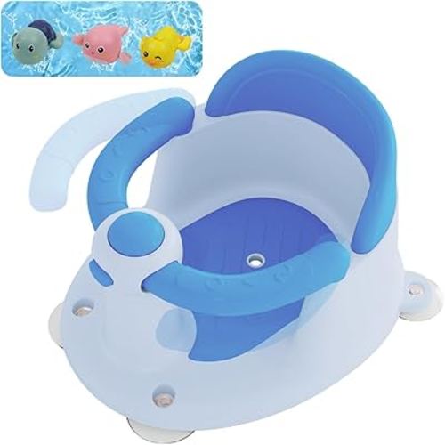 Baby Bath Seat for Babies 6 Months & Up, Bath Seats for Babies Sitting Up, 3 Baby Bath Toys, Open Design, Non-Slip, Compact Toddler Bath Seat.