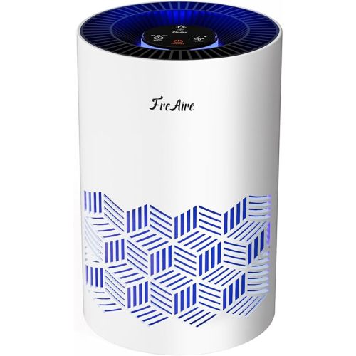 FreAire Air Purifiers for Bedroom, HEPA Air Purifier with RGB Lights Air Purifiers for Pets Dust Smoke Pollen Dander Smell, Portable Air Purifier with Air Filter For Home (White)