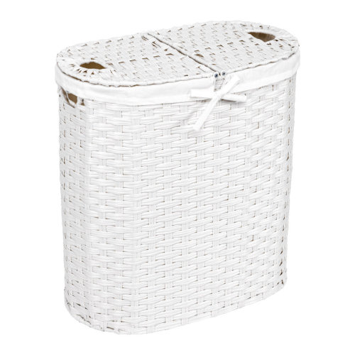 Seville Classics Handwoven Double Lidded Oval Hamper Sorter & Reviews | Wayfair