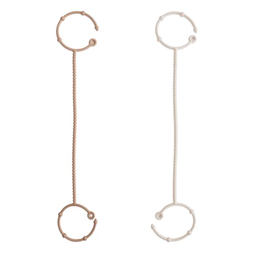 mushie Adjustable Silicone Toy Straps 2-Pack | Baby Accessories Holder for Travel, Stroller, High Chair (Natural/Shifting Sand)